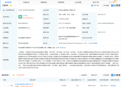 凱倫股份于湖北成立新公司，拓展生物基材料業務